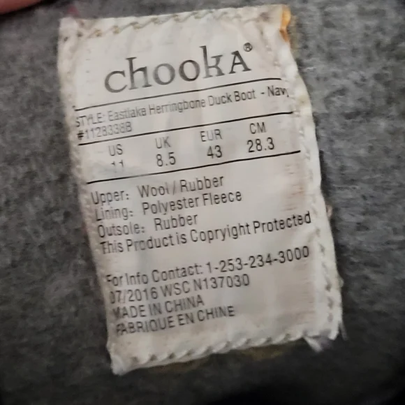 Chooka Eastlake Herringbone Gray Quilted Duck Boots Winter Sz 11 - Picture 12 of 12